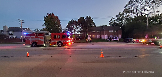 Wheeling Engine 23 at crash on Hintz Road near Mark Lane, Wheeling