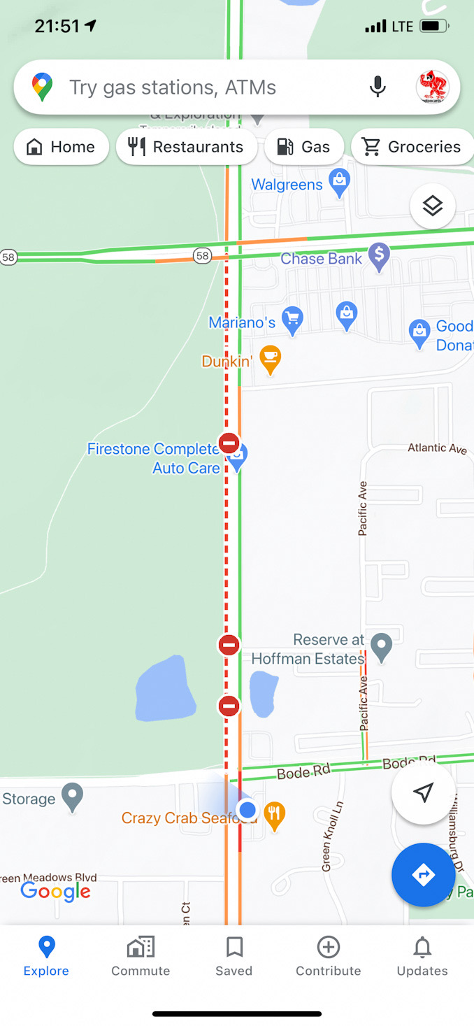 Map crash scen at Bode Road and Barrington Road (Map data Copyright 2020 Google)