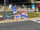 Campaign signs at Cook County Circuit Court in Rolling Meadows