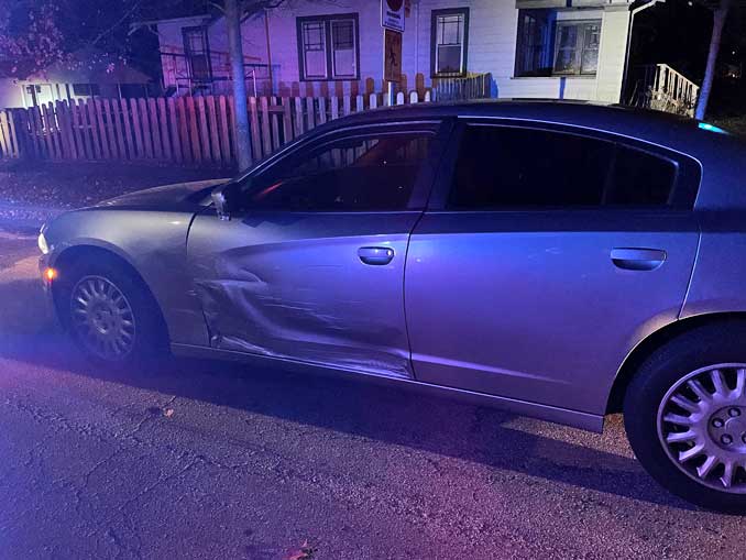 DUI crash damage to Lake County Sheriff's police squad car in Waukegan (SOURCE: Lake County Sheriff's Office)