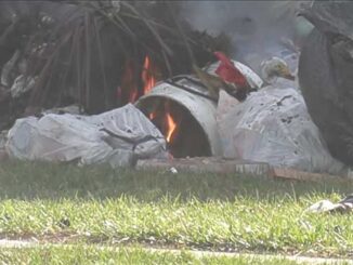 Garbage truck contents fire on Kingsley Drive just east of Kennicott Avenue in Arlington Heights