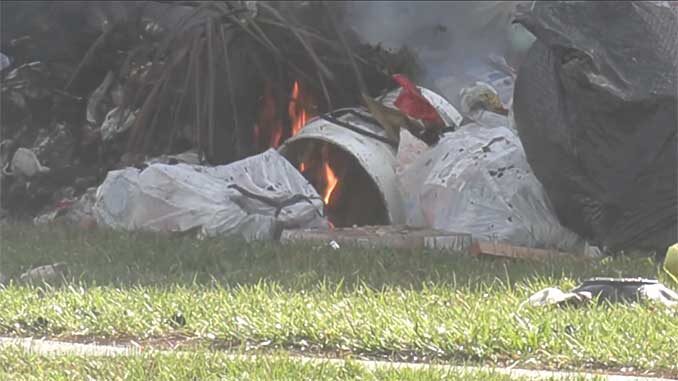 Garbage truck contents fire on Kingsley Drive just east of Kennicott Avenue in Arlington Heights