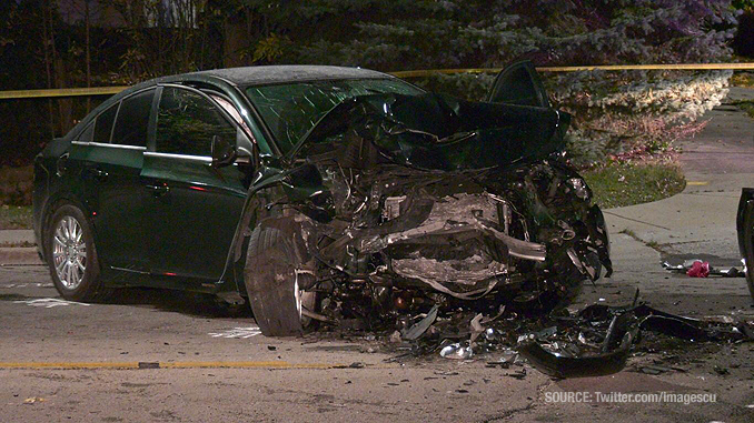 Head-on crash on McAree Road near Sycamore Drive in Waukegan (SOURCE: Twitter.com/ImagesCu)