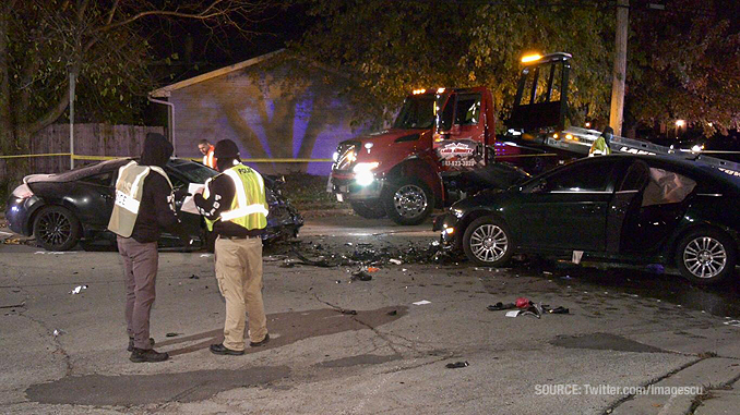 Head-on crash on McAree Road near Sycamore Drive in Waukegan (SOURCE: Twitter.com/ImagesCu)