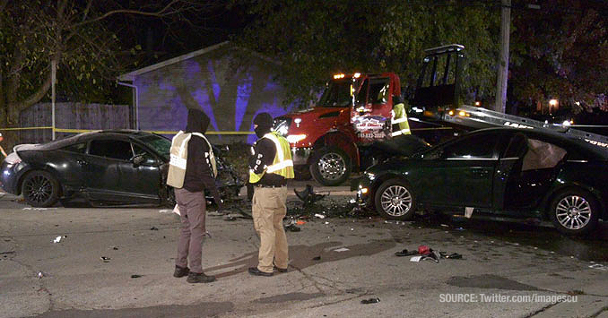 Head-on crash on McAree Road near Sycamore Drive in Waukegan (SOURCE: Twitter.com/ImagesCu)