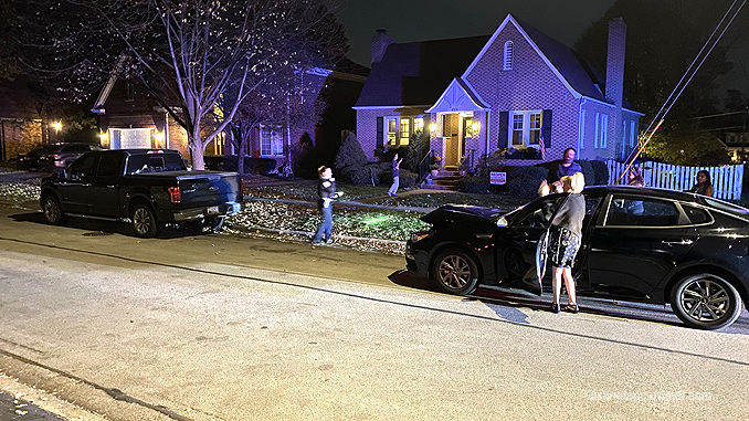 Car vs. parked pickup truck on Belmont Avenue north of Euclid Avenue in Arlington Heights