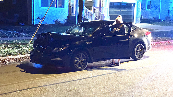 Car vs. parked pickup truck on Belmont Avenue north of Euclid Avenue in Arlington Heights