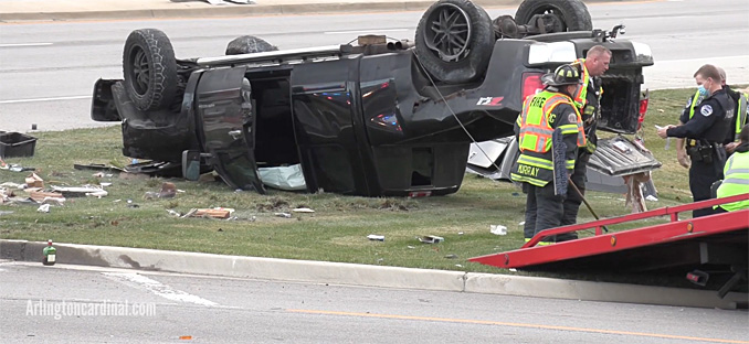 Rollover Silverado pickup truck crash at Route 72 and Route 53 in Schaumburg, Illinois Rollover Silverado pickup truck crash at Route 72 and Route 53 in Schaumburg, Illinois