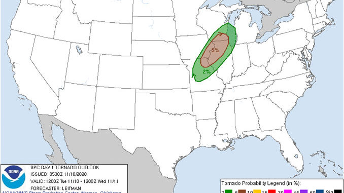 NOAA SPC Tornado Outlook TUE NOV 10 2020 (DAY 1)
