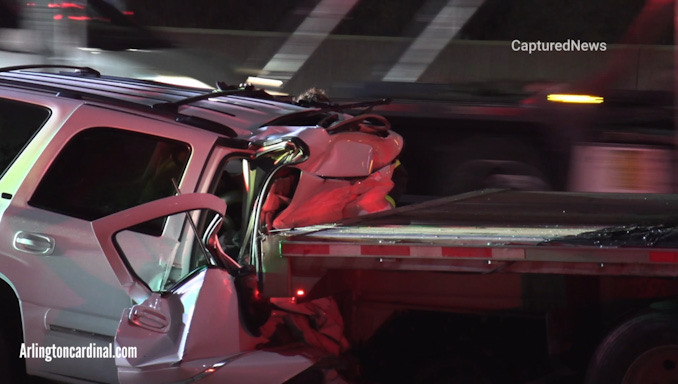 SUV crash into truck on WB I-90 near Roselle Road, Schaumburg.