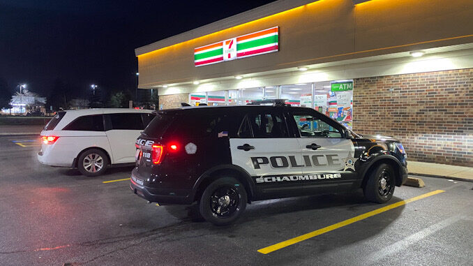 Schaumburg police on scene at an armed robbery crime scene at 7-Eleven