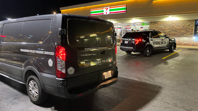 Schaumburg police on scene in an armed robbery crime scene at 7-Eleven