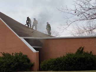 Firefighters working to extinguish a fire at the Christian Church of Arlington Heights at 333 West Thomas St. at the corner of Thomas Street and Chestnut Avenue.