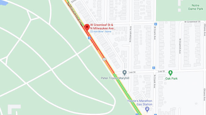 Crash Map at Milwaukee Avenue and Greenleaf Street on Wednesday, December 9, 2020 about 1:45 p.m. (Map data ©2020 Google)