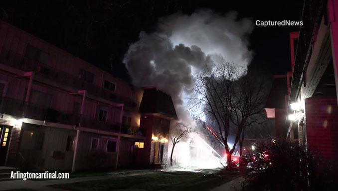 Heavy smoke at Rolling Meadows condo fire on Algonquin Road "Coach Light Condominiums."