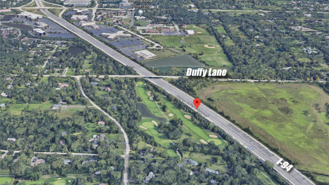 Crash scene overview map I-94 South of Duffy Lane near Bannockburn and Riverwoods (Imagery ©2020 Google, Imagery ©2020 Maxar Technologies, U.S. Geological Survey, USDA Farm Service Agency, Map data ©2020) Crash scene overview map I-94 South of Duffy Lane near Bannockburn and Riverwoods (Imagery ©2020 Google, Imagery ©2020 Maxar Technologies, U.S. Geological Survey, USDA Farm Service Agency, Map data ©2020)