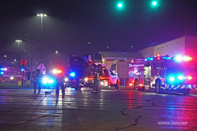 Rollover crash scene at Walmart north driveway (SOURCE: Jimmy Bolf)