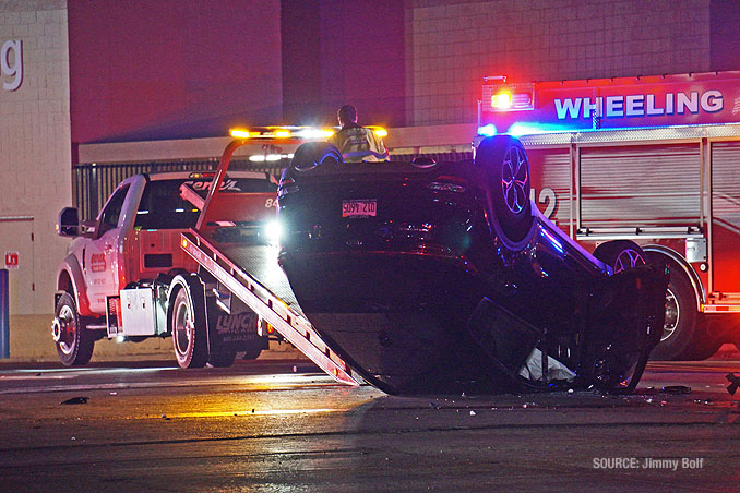 Rollover crash scene at Walmart north driveway (SOURCE: Jimmy Bolf)