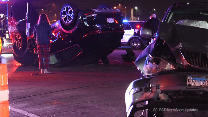 Rollover crash scene at Walmart north driveway (SOURCE: NorthShore Updates)