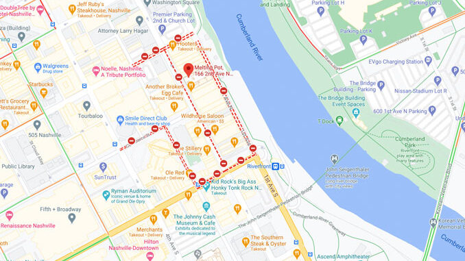 Map Nashville explosion scene December 25, 2020 (Map data ©2020 Nashville Davidson County, Google)