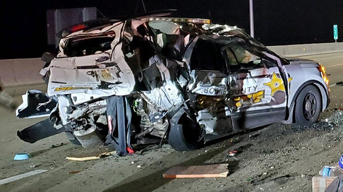 Boone County Sheriff's Office Ford Police Interceptor SUV wreck (SOURCE: Boone County Sheriff's Office) Boone County Sheriff's Office Ford Police Interceptor SUV wreck (SOURCE: Boone County Sheriff's Office)