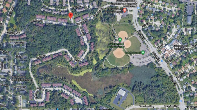 Satellite map area of suspects's arrest and stolen vehicle recovery in Streamwood on Tuesday, December 22, 2020 (Imagery ©2020 Maxar Technologies, U.S. Geological Survey, USDA Farm Service Agency, Map data ©2020 Google) Satellite map area of suspects's arrest and stolen vehicle recovery in Streamwood on Tuesday, December 22, 2020 (Imagery ©2020 Maxar Technologies, U.S. Geological Survey, USDA Farm Service Agency, Map data ©2020 Google)