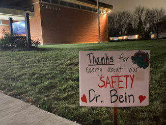 Thanks Dr. Bein sign in front of the District 25 Administrative offices