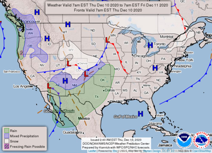 Weather Map Issued December 10 2020 at 2:40 AM EST