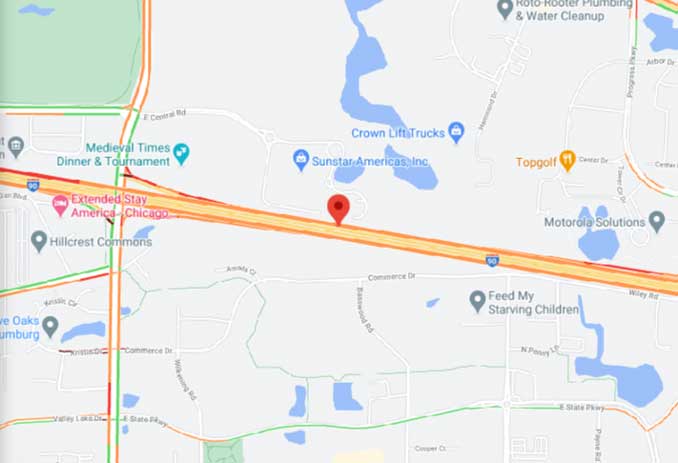 Map Box Truck Crash with Fire on I-90 West on Saturday, January 30, 2021