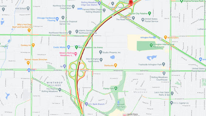 Crash Route 53 January 22, 2021 6:30 a.m. with traffic impact at 7:15 a.m. (Map data ©2021 Google)