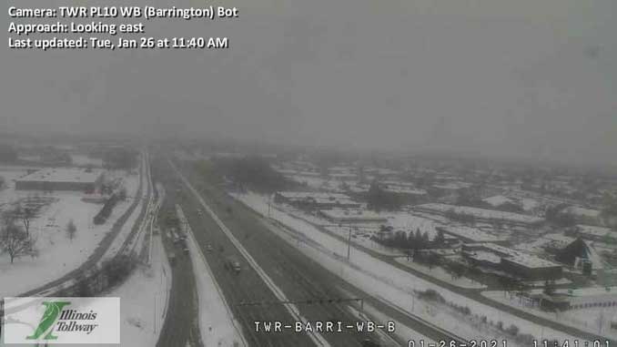 Road and weather conditions at Tollway Plaza 10 crash on I-90 West, Tuesday, January 26, 2021 (SOURCE: Illinois Tollway)