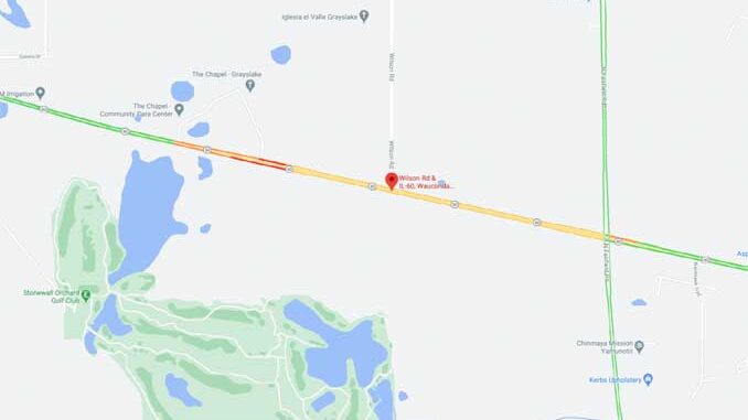 Map crash scene Route 60 west of Wilson Road in Wauconda Township (Map data ©2021 Google)