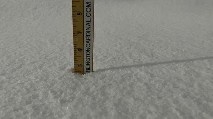 Snowfall accumulations 4.5 inches at 7:00 a.m.  Tuesday, January 26, 2021