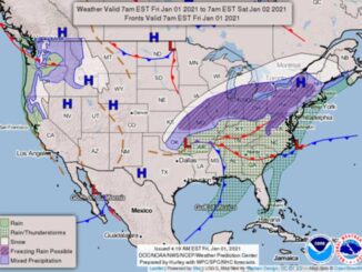 Weather Map Issued Friday January 1, 2021 at 4:19 AM EST (Prepared by Hurley with WPC/SPC/NHC forecasts)