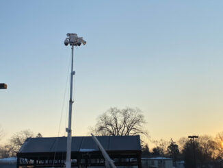 Patrol Cam mobile surveillance trailer deployed at the Arlington Heights Mariano's mid-February 2021