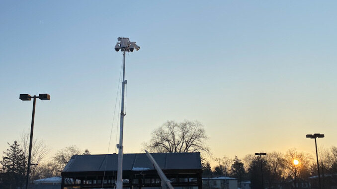 Patrol Cam mobile surveillance trailer deployed at the Arlington Heights Mariano's mid-February 2021