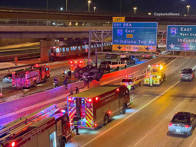 Fatal crash on the Dan Ryan Expressway looking south toward the Wentworth Avenue bridge (PHOTO: CapturedNews)