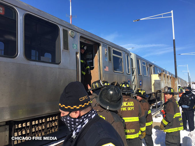 CTA Midway "Switching Incident" near Orange Line Station on Sunday, February 7, 2021 (SOURCE: Chicago Fire Department).