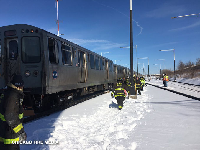 CTA Midway "Switching Incident" near Orange Line Station on Sunday, February 7, 2021 (SOURCE: Chicago Fire Department)