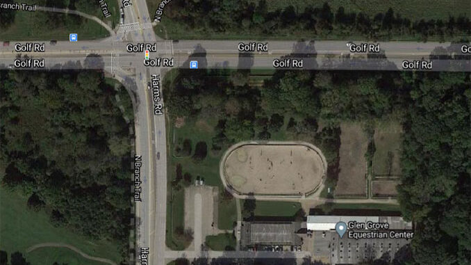 Glen Grove Equestrian Center at Golf Road and Harms Road in Niles Township (Imagery ©2021 Maxar Technologies, Sanborn, U.S. Geological Survey, USDA Farm Service Agency, Map data ©2021 Google) Glen Grove Equestrian Center at Golf Road and Harms Road in Niles Township (Imagery ©2021 Maxar Technologies, Sanborn, U.S. Geological Survey, USDA Farm Service Agency, Map data ©2021 Google)