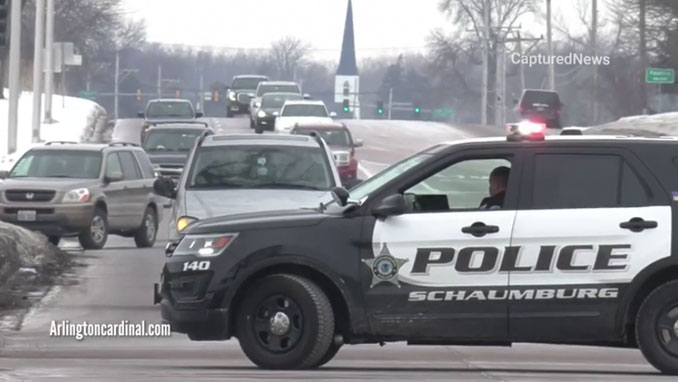 Police block Algonquin Road just west of Hammond Drive after a head-on crash in front of Escape Lounge & Bar in Schaumburg