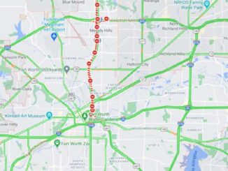 I-35 Closed at 10:45 p.m. CT (Map data ©2021 Google)