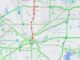 I-35 Closed at 10:45 p.m. CT (Map data ©2021 Google)