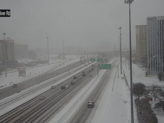 Lake Effect Snow on Kennedy Expressway near River Road on the afternoon of Monday, February 15, 2021 (SOURCE: IDOT)