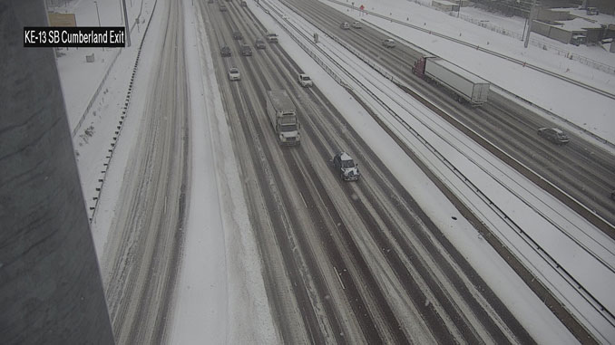 Lake Effect Snow on Kennedy Expressway near Cumberland Avenue on the afternoon of Monday, February 15, 2021 (SOURCE: IDOT)