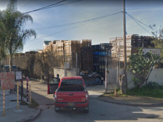 Pallets pile in the block of 600 East Weber Avenue in Compton, California (Image capture February 2019 ©2021 Google)