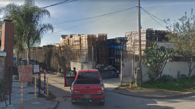 Pallets pile in the block of 600 East Weber Avenue in Compton, California (Image capture February 2019 ©2021 Google) Pallets pile in the block of 600 East Weber Avenue in Compton, California (Image capture February 2019 ©2021 Google)