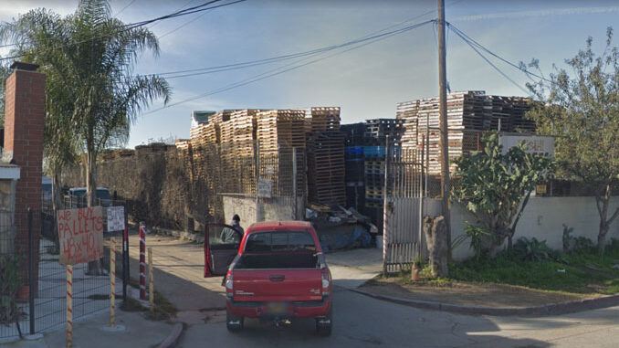 Pallets pile in the block of 600 East Weber Avenue in Compton, California (Image capture February 2019 ©2021 Google)