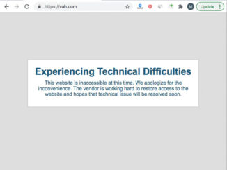 Village of Arlington Heights website experiencing technical difficulties (Screen Capture of vah.com)