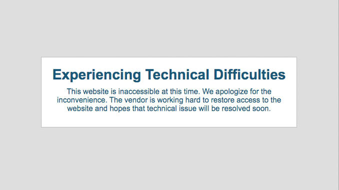 Village of Arlington Heights website experiencing technical difficulties (Screen Capture of vah.com)